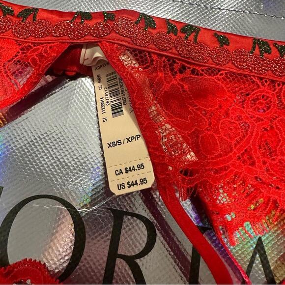 Victoria's Secret Cherry Red Shine Strap Lace Garter Belt and Thong - Picture 7 of 8